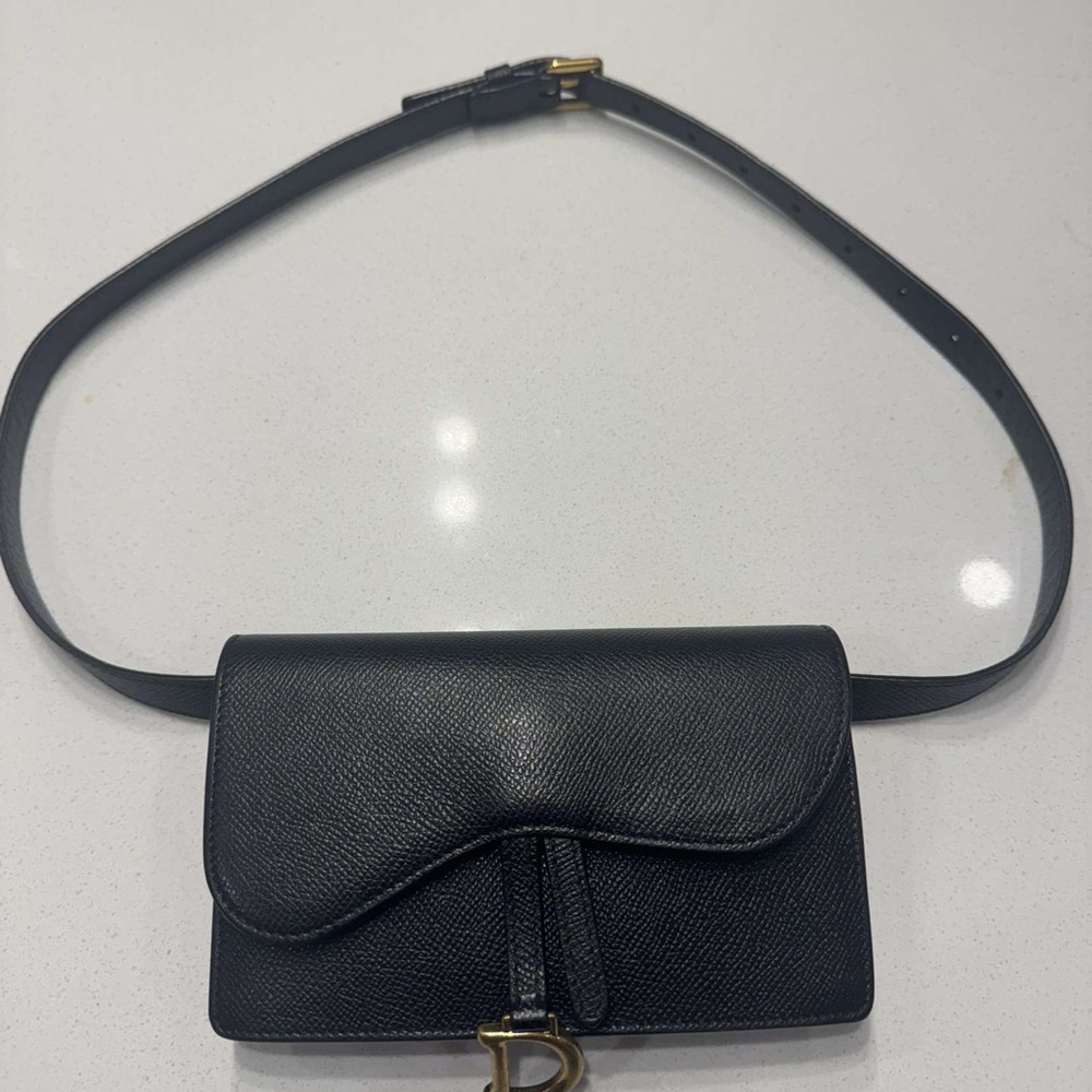 Dior Black Saddle Belt Bag with gold hardware
